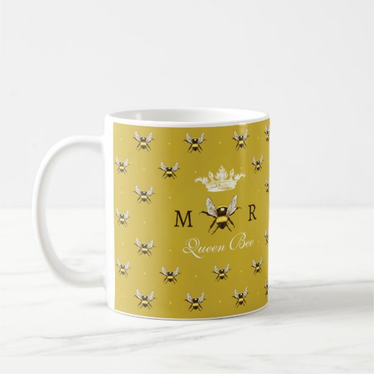 Queen Bee Modern Vintage Monogramm Kaffeetasse (Links)