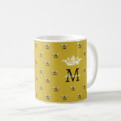 Queen Bee Modern Vintage Monogramm Kaffeetasse (VorderseiteRechts)