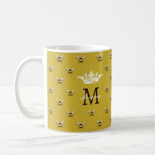 Queen Bee Modern Vintage Monogramm Kaffeetasse (Links)