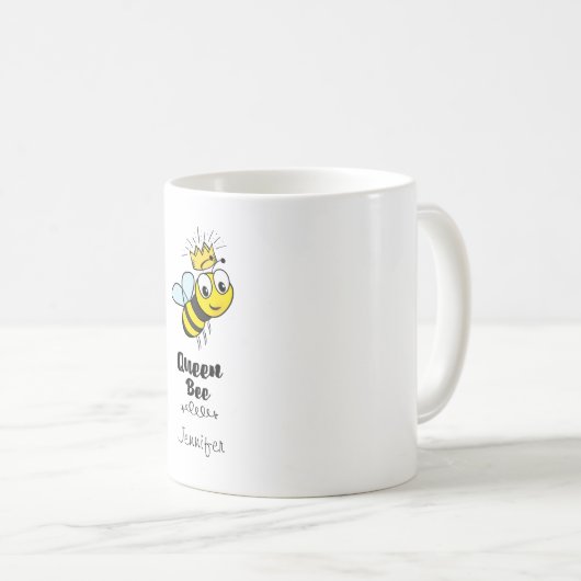 Queen Bee Niedlich Bumble Bee mit Crown Personalis Kaffeetasse (VorderseiteRechts)