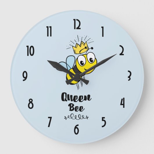 Queen Bee Niedliche Hummel mit Krone Große Wanduhr (Vorderseite)