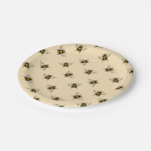 Queen Bee Pattern Pappteller (Schrägansicht)