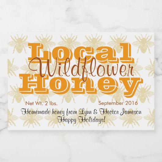 Queen Bee Pattern Personalisiert Honey Jar Lebensmitteletikett (Einzelnes Label)