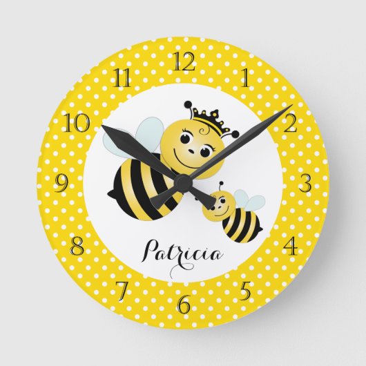 Queen Bee Personalized Wall Clock Runde Wanduhr (Vorderseite)