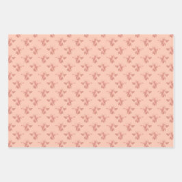 Queen Bee Pink Neutral Wrapping Paper Sheets Geschenkpapier Set
