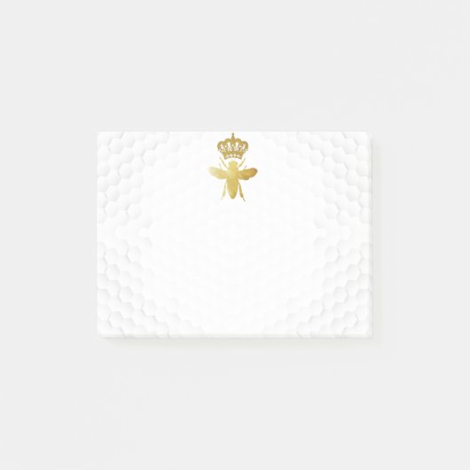 QUEEN BEE Post-It Notes - Gold Bee Crown Honeycomb Klebezettel (Vorderseite)