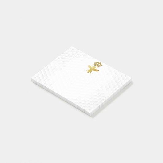 QUEEN BEE Post-It Notes - Gold Bee Crown Honeycomb Klebezettel (angewinkelt)