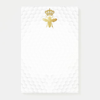QUEEN BEE Post-It Notes - Gold Bee Crown Honeycomb Klebezettel