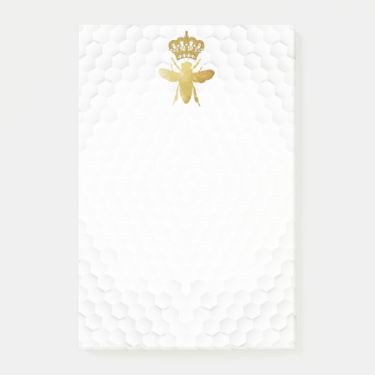 QUEEN BEE Post-It Notes - Gold Bee Crown Honeycomb Klebezettel (Vorderseite)
