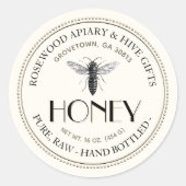 Queen Bee Raw Hand Flasche Honig Sticker (Vorderseite)