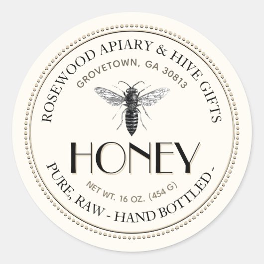 Queen Bee Raw Hand Flasche Honig Sticker (Vorderseite)