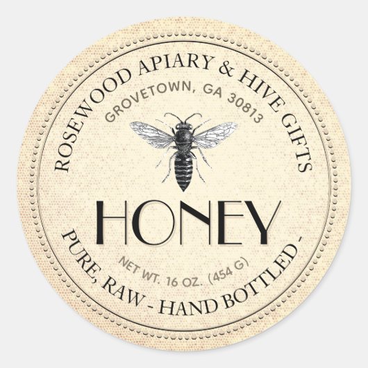Queen Bee Raw Hand Flasche Honig Sticker (Vorderseite)