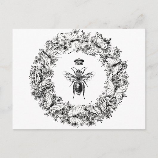 Queen Bee Rettete den Butterfly Kranz Postkarte (Vorderseite)