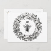 Queen Bee Save the Bees Butterfly Wreath Postkarte (Vorne/Hinten)