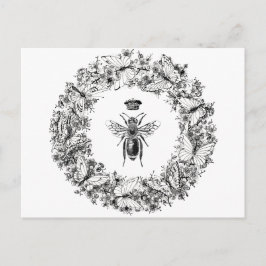 Queen Bee Save the Bees Butterfly Wreath Postkarte