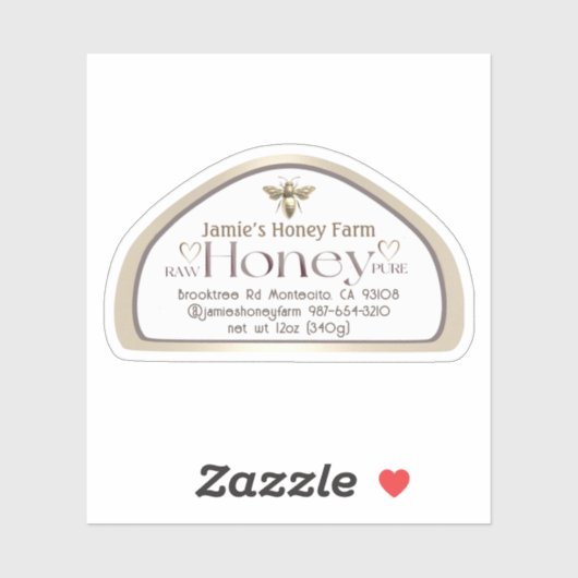 Queen Bee Skep Shaped Honey Skep Jar Label Herz (Blatt)