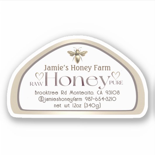 Queen Bee Skep Shaped Honey Skep Jar Label Herz (Vorderseite)