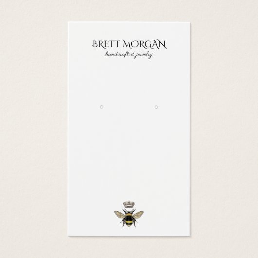 Queen Bee Typografy Earring Juwelier Display Card (Vorderseite)