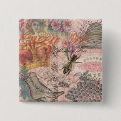 Queen Bee Vintag schöne Collage Button (Vorderseite)