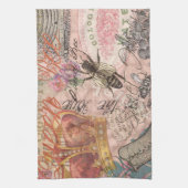 Queen Bee Vintag schöne Collage Geschirrtuch (Vertikal)