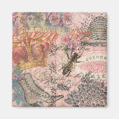 Queen Bee Vintag schöne Collage Magnet (Vorne)