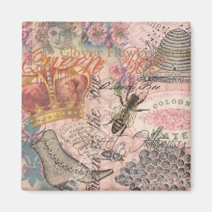Queen Bee Vintag schöne Collage Magnet
