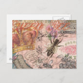 Queen Bee Vintag schöne Collage Postkarte (Vorne/Hinten)