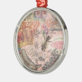 Queen Bee Vintag schöne Collage Silbernes Ornament (Links)