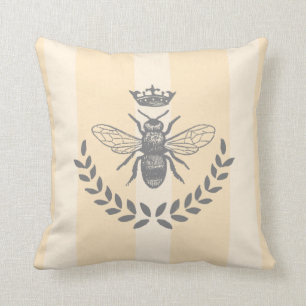 Queen Bee Vintager Eleganter französischer Strei Kissen