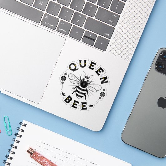 Queen Bee Vinyl Sticker (Laptop mit iPhone)