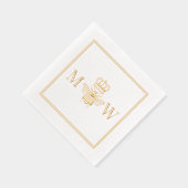 Queen Bee W/ Crown #2Couple 2 Initial Monogram Fm Servietten Mit Folie (Rechts)