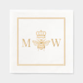 Queen Bee W/ Crown #2Couple 2 Initial Monogram Fm Servietten Mit Folie (Vorderseite)