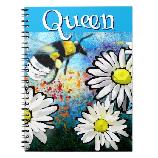 Queen Bee Whimsical Bumblebee Daisies Personalisie Notizblock (Vorderseite)