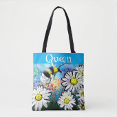 Queen Bee Whimsical Bumblebee Daisies Personalisie Tasche (Vorderseite)