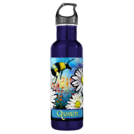 Queen Bee Whimsical Bumblebee Daisies Personalized Edelstahlflasche