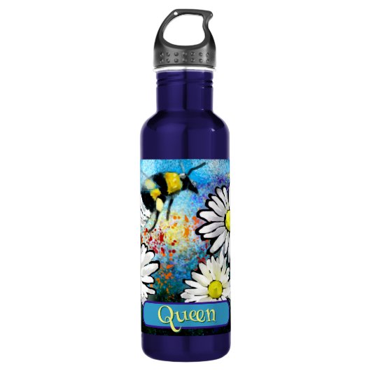 Queen Bee Whimsical Bumblebee Daisies Personalized Edelstahlflasche (Vorderseite)