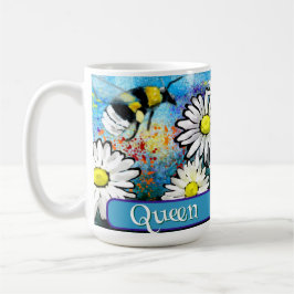 Queen Bee Whimsical Bumblebee Daisies Personalized Kaffeetasse