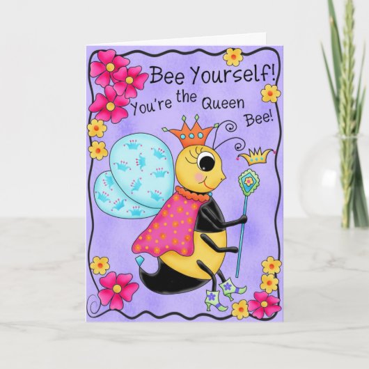 Queen Bee Whimsy Honey Bee Sie selbst Art Karte (Vorderseite)
