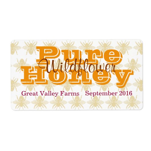 Queen Bee Wildblume Honey Jar Label (Vorne)