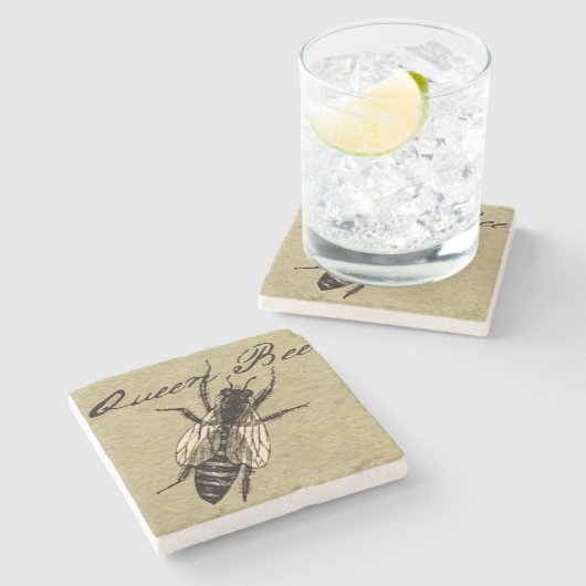 Queen Bee Wildlife Bug Insect Steinuntersetzer (Seitenansicht)