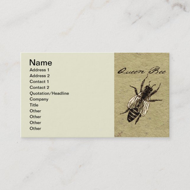 Queen Bee Wildlife Bug Insect Visitenkarte (Vorderseite)