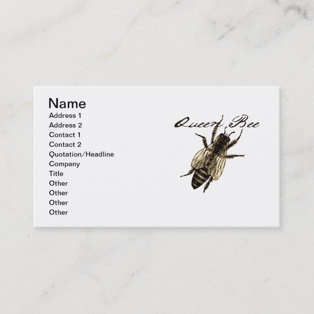 Queen Bee Wildlife Bug Insect Visitenkarte (Vorderseite)