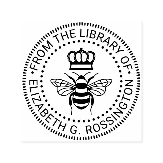 Queen Bee with Crown "From the library" #3 name Permastempel (Design)