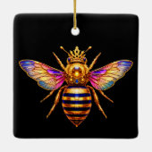 Queen Bee With Crown Keramikornament (Rückseite)