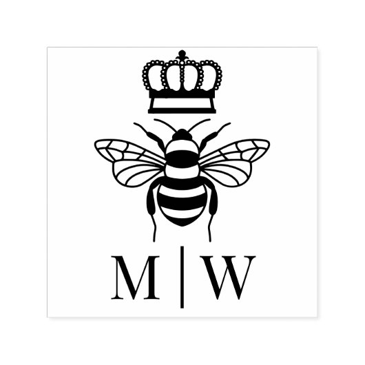 Queen Bee with Crown Wedding Couple Initials #2 Permastempel (Design)