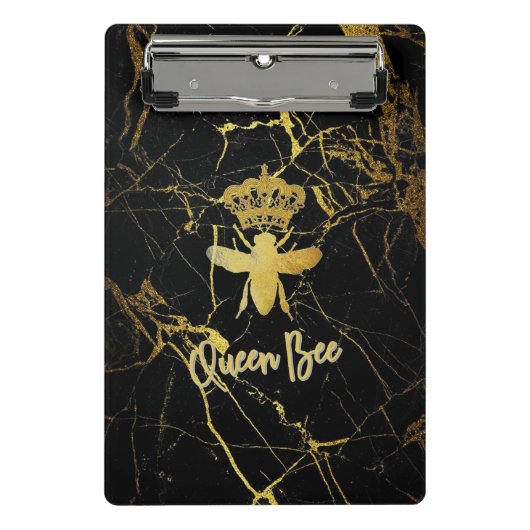 QUEEN BEEN Moderne Mini Clipboard Gold & Black Klemmbrett (Vorderseite)