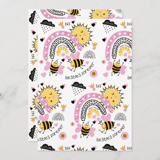 Queen Bees Best Friends Forever Niedliche BESTE FR Einladung (Vorne/Hinten)