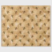 Queen Bees Honey Comb Hexagon Gold Sepia Black Geschenkpapier (Flach)