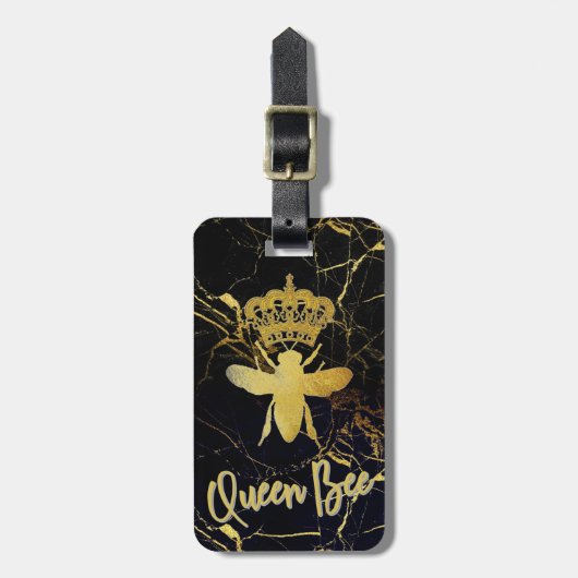 QUEEN BIS Black & Gold Marble LUGGAGE TAG Gepäckanhänger (Vorderseite vertikal)