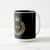 Queen Black and Gold and Crown Zwei-Tone-Kaffee Mu Zweifarbige Tasse (VorderseiteRechts)